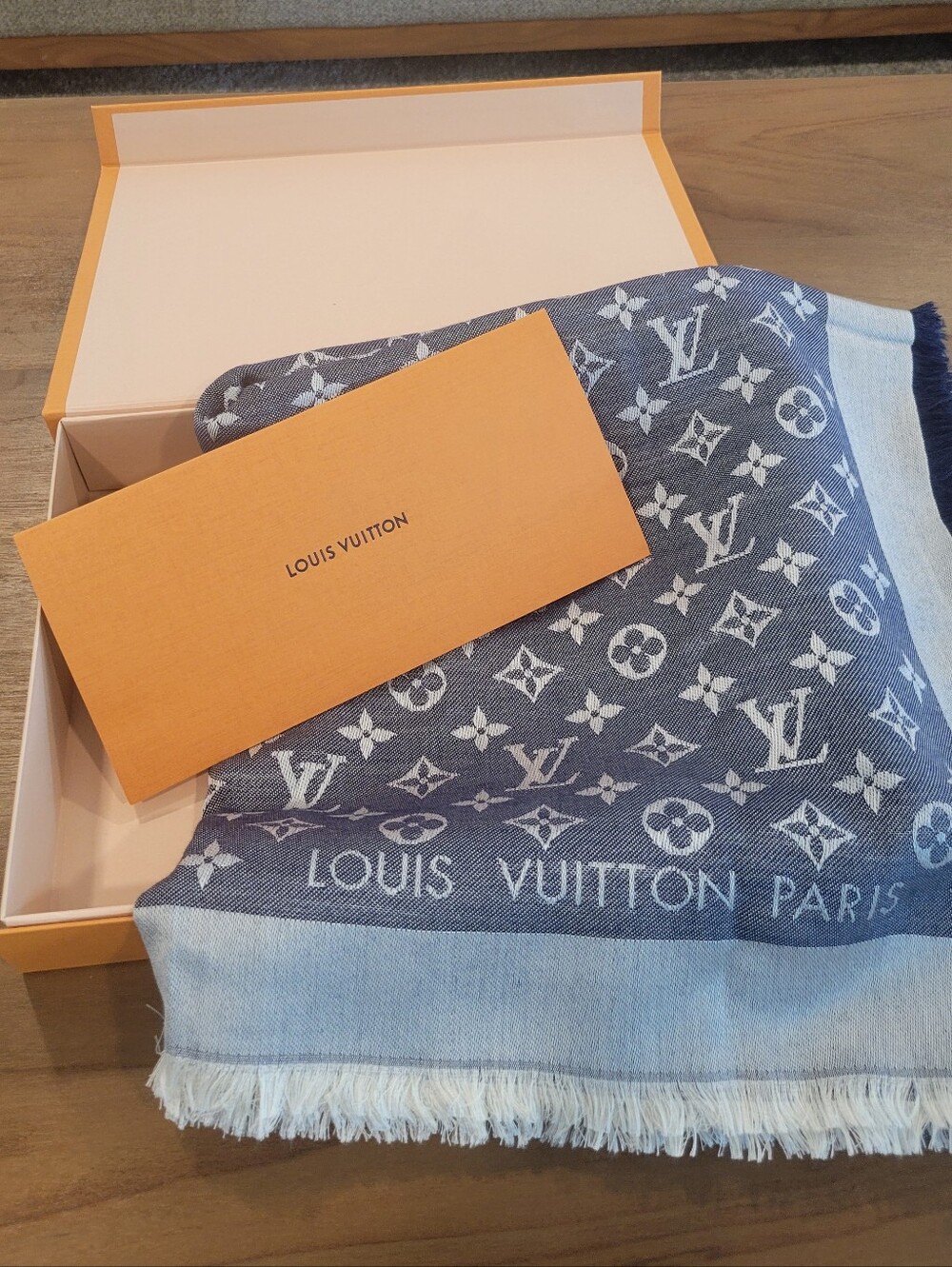 Louis Vuitton Blue Monogram Wool-Silk Scarf